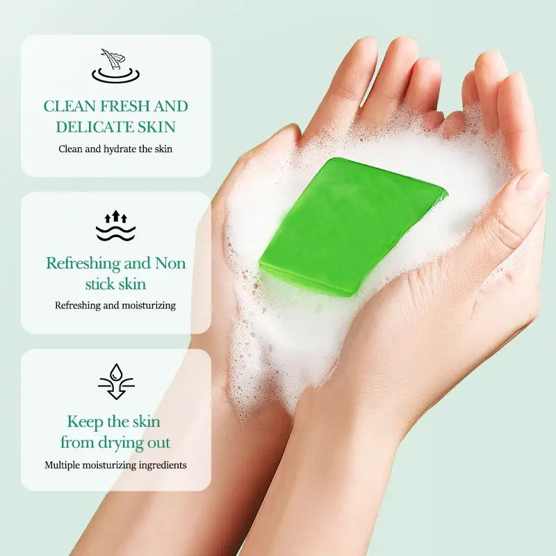 Cool Fresh Essential Oil Soap Bar Handmade Natural Extract Aloe Vera Acne Face Soap